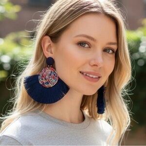 Colorful Rhinestone Fringe Earrings
